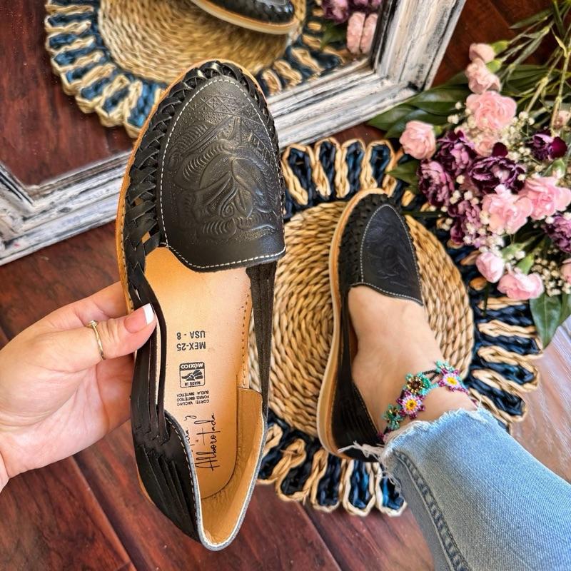 Huarache Sandal - Handmade Mexican Hecho in Michoacán, Colorful Leather, Open Toe, Casual Footwear for Women, Perfect Choice for Wide Feet - Running