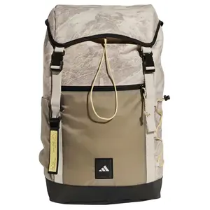 Adidas 30L Recycled Polyester Zipper Backpack in Medium Size for Men and Women with Miracle Bauxite Brown and Light Sesame Gray-Brown Color Combination
