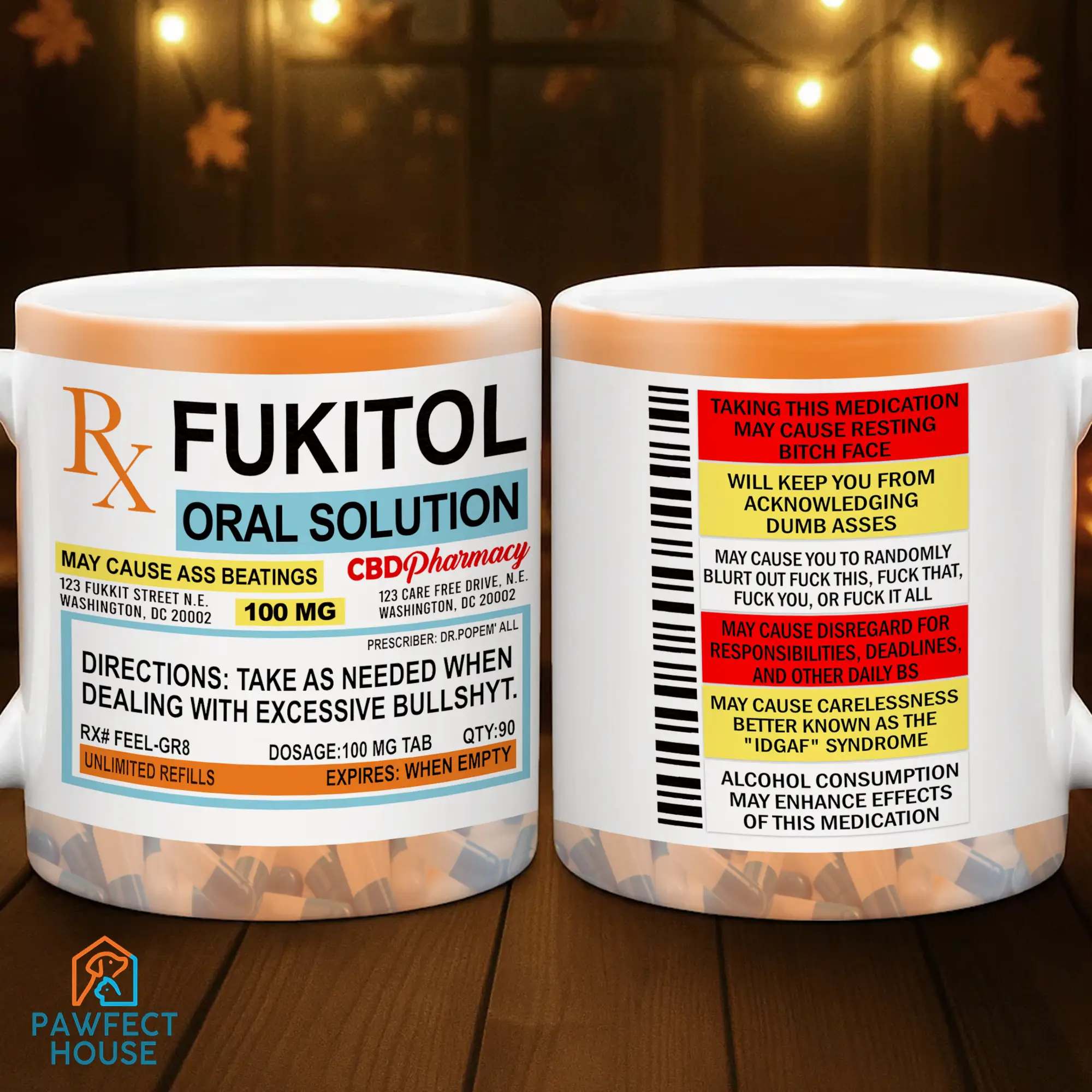 Pawfect House Fukitol Funny Coffee Mug – Ideal Gag Gift For Friends Or Coworkers, Work Friends, Funny Working Coffee Cup, Drinkware Ceramic Mug
