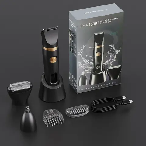 Men's 3-In-1 Shaver for Haircut, Beard Trimming and Nose Hair Grooming, Rechargeable, Portable, Convenient for Home Use, Nose Hair Trimmer, Cordless Nose Trimmer