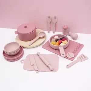 New Children's Puzzle Play Home Toy Set: A Complete Set of Girl Simulation Silicone Tableware Mini Kitchen Toys butter squishy Stress Relief Glutinous Rice Cake clicker