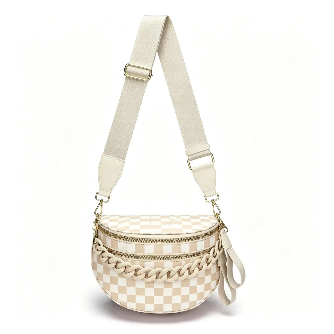 Checkered Crossbody Bag Checkered Crossbody Bag Bum Bag for Women Checkered Purse Fanny Packs Belt Bag Nylon Sling Bags summerwins