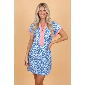 Western Stripe Colorblock Short Sleeve Mini Dress