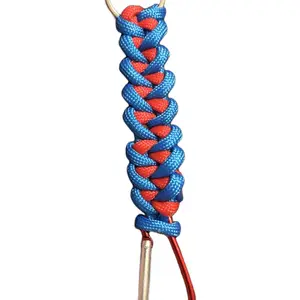 2 cord Shark Jaw Paracord Keychain - 5 1/2 in red/blue Colorful Design with Loop Attachment, Durable Lightweight Material for Everyday Use