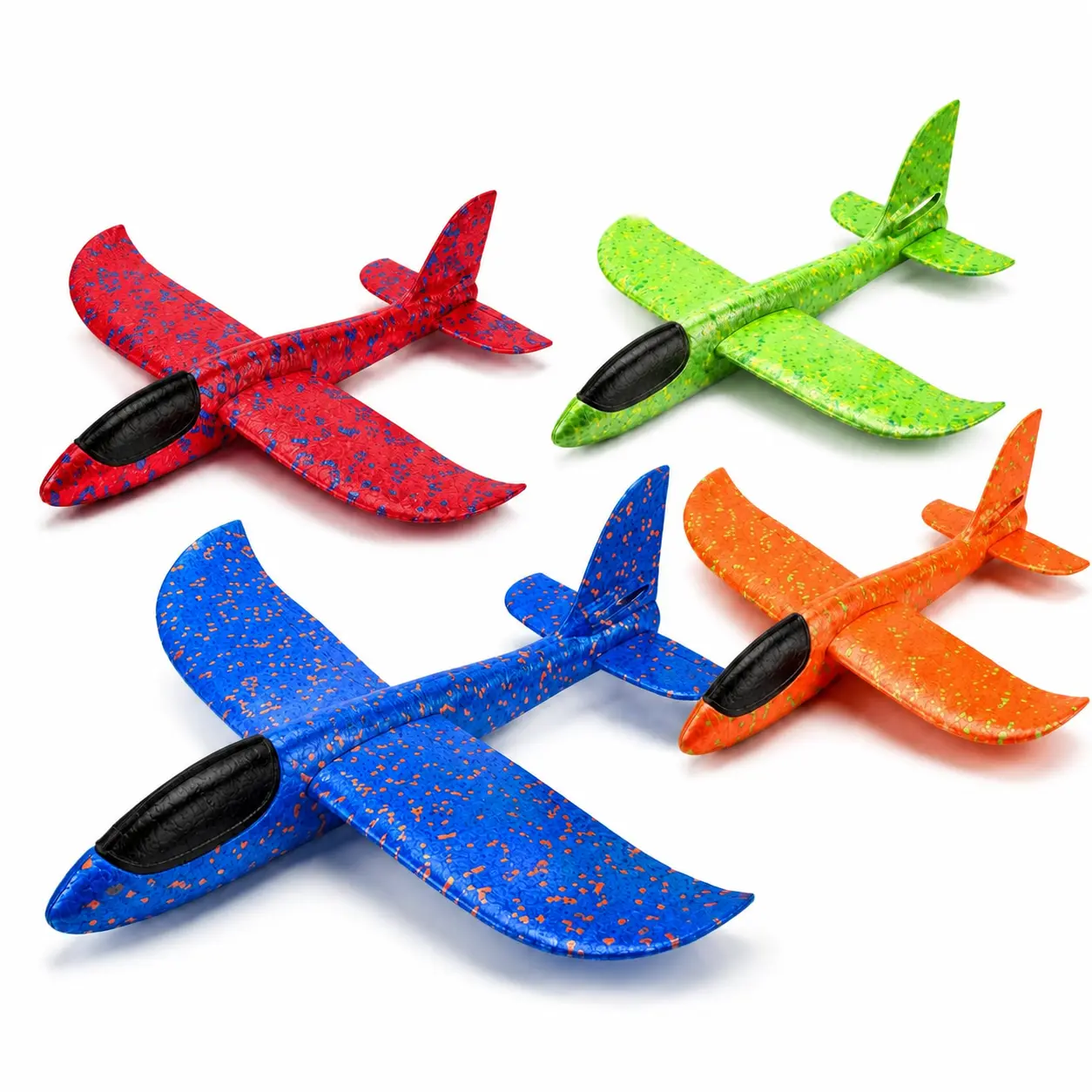 4-Pack Foam Airplane Toy Set - 17.5in Glider Plane, 2 Flight Modes, Outdoor Sports Toy for Kids 3-7 & 6-8 Years, Perfect Gifts for Birthday Parties