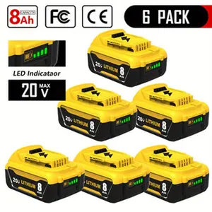 6Pack 8.0Ah Lithium Ion Replacement for Dewalt 20V Max Battery 8000mAh MAX DCB200 DCD/DCF/DCG/DCS High Capacity Long Lasting Portable Devices lithium-ion power tool