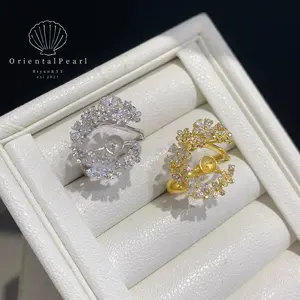 DIY004-Ring Setting-S925 Sterling Silver Rings Settings Flower Diamond Brilliant Design Bling Style no pearl only Ring Setting