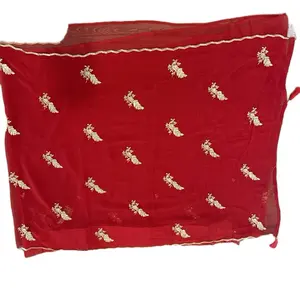 Traditional Zari work golden mayur print saree fall and picco done