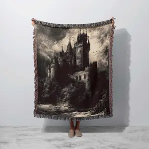 Castle Blanket, Jacquard Woven Tapestry, Folk Art, Woven Blanket, Tapestry