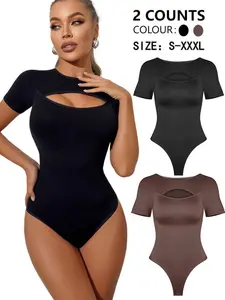 Women's Solid Color Open Bust Design Shapewear Bodysuit, High Stretch Shaper, Ladies Underwear Shapewear for All Seasons