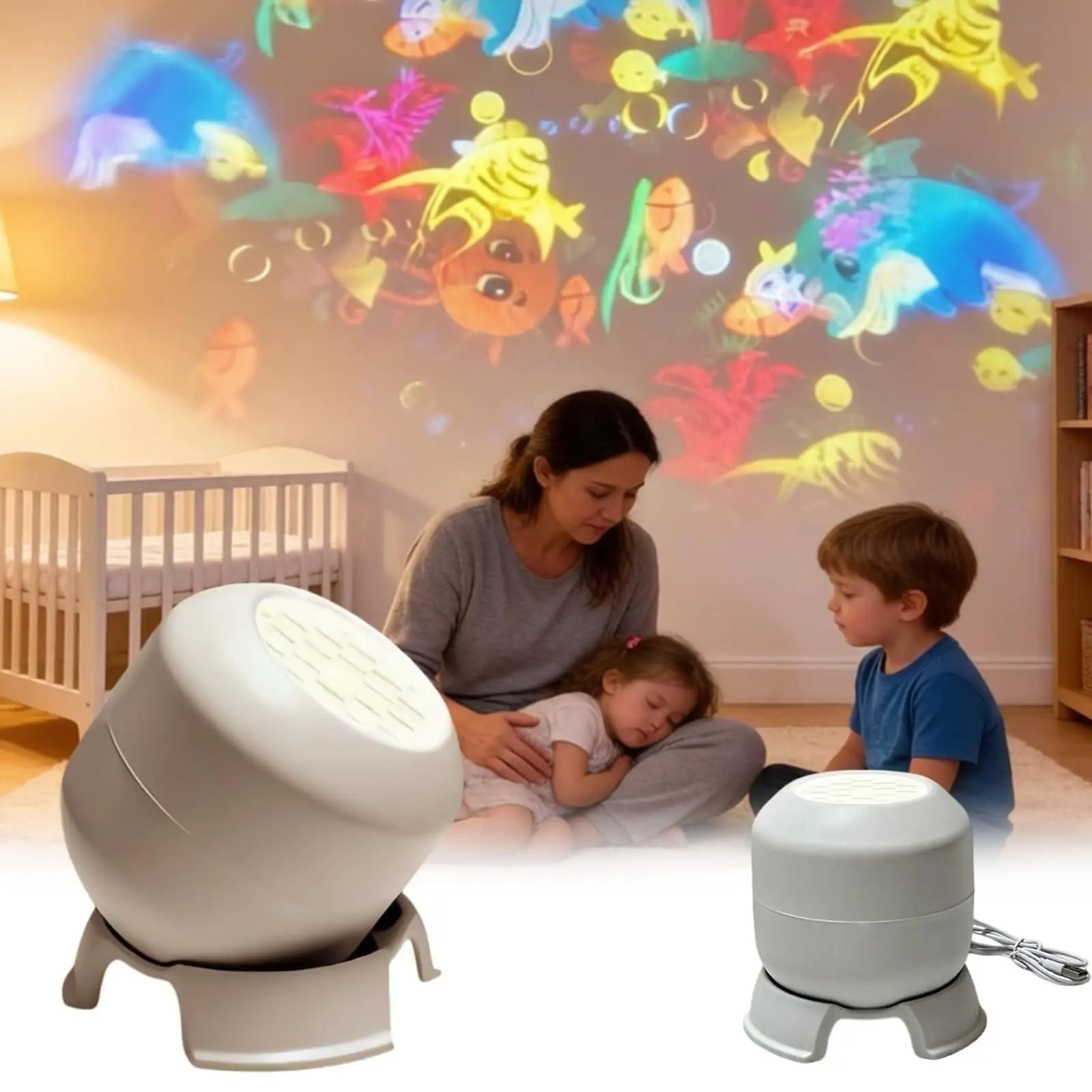 Dynamic Rotating LED Projector Light, 360° Rotating USB Rechargeable Night Light Projector for Bedroom Home Decor/Party Decor Gifts