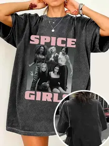 Women's T-Shirt + "Spice Girls" 90s Girl Group Graphic - Retro Pop Music Design - Trendy Wear for Concerts, Fan Events & Casual Outings - Perfect for Comfy Stylish Wearing