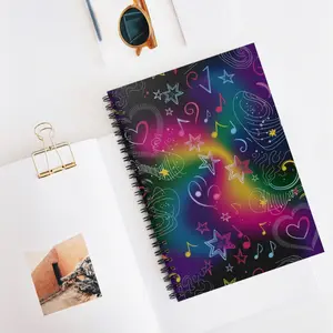 Music Notes Spiral Notebook - Ruled Line, Colorful Musician Journal, Lined Music Sheet Diary, Musical Gift for Songwriter, Composer Planner