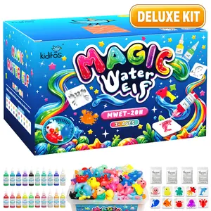 Kiditos Glitter Magic Water Elf Kit for Kids, Sea Creatures Pearl Mix, 20 Sparkling & Pure Aqua Gels, 10 Molds, DIY Squishy Water Pets Craft Toy, Creative Gift Toy, Summer Activity Ages 3+ #Summervibes