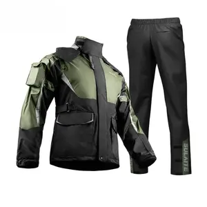 Waterproof Motorcycle Rider Raincoat Suit Reflective Cycling Raincoat Jacket Pants Men's and Women's Suit Green