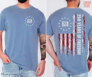Comfort Colors Retro Usa 250 Shirt, 250 Years of Freedom, Celebrate 250th Anniversary Shirt Usa Flag Tee 4th of July Shirt Patriotic Gift