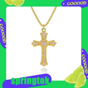 Cross Necklace for Women - 14K Gold Plated Simple Dainty Cross Pendant Necklace Gift For Her