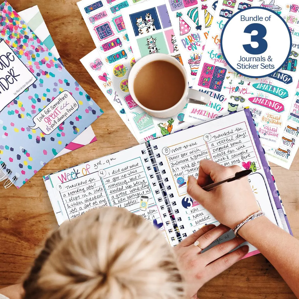 Gratitude Journals Bundle of [3] Gift Sets: Gratitude Journals + Sticker Sets