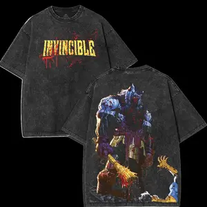 BATTLE BEAST invincible washed tshirt, Comics T-Shirt, TV Show Comics Washed T-shirt Heavyweight Cotton, Unisex Shirt Streetwear graphic tshirt Top