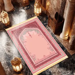 1pc Rose Flower Prayer Mat: 100% Polyester, Machine Washable, Indoor/Outdoor Use, Ideal for Pilgrimage & Meditation, Islamic Wall Art