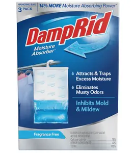 DampRid Fragrance Free Hanging Moisture Absorber, 16 oz., 3 Pack - Eliminates Musty Odors for Fresher Air, Ideal Moisture Absorbers for Closet, More Moisture Absorbing Power*