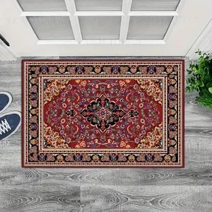 Persian Style Rug, Boho Style Non-slip Floor Mat, Decorative Carpet for Home Living Room Bedroom Kitchen Entrance