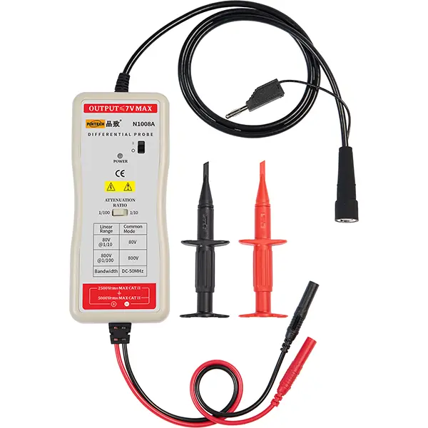 PINTECH High Voltage Differential Oscilloscope Probe Kit Accessory N1008A, 50MHz, 800V, 100X/10X Attenuation, 100X:400V, Standard BNC Interface, Testing Tool, 166.5x70.7x30 mm, 284g/0.63lb, High Voltage Differential Probe
