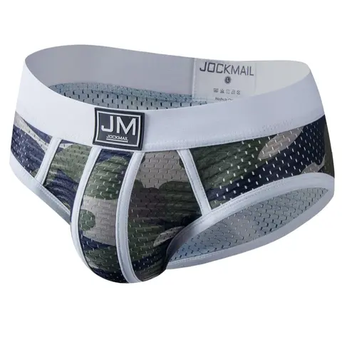 Men's Regular Fit Colorblock Camo Print Mesh Soft Stretch Briefs, Breathable Comfy Soft Underpants For Daily Wear, Men's Underwear Bottoms For All Seasons, Casual Style Underwear, Menswear