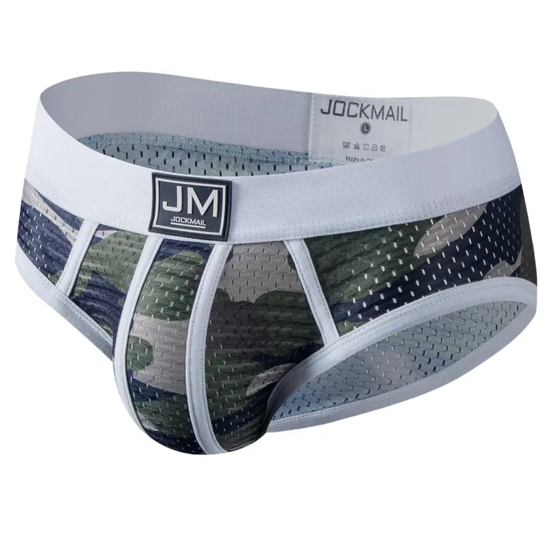 Men's Regular Fit Colorblock Camo Print Mesh Soft Stretch Briefs, Breathable Comfy Soft Underpants For Daily Wear, Men's Underwear Bottoms For All Seasons, Casual Style Underwear, Menswear
