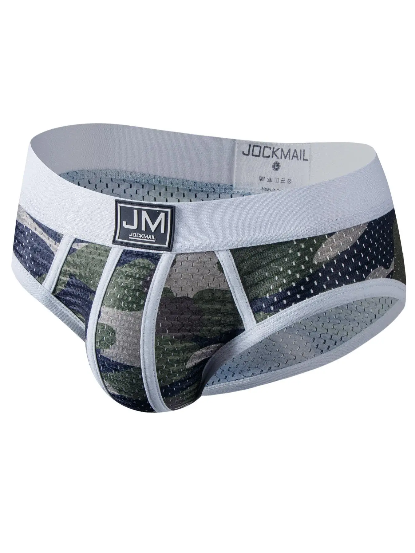 Men's Regular Fit Colorblock Camo Print Mesh Briefs, Breathable Comfy Soft Underpants For Daily Wear, Men's Underwear Bottoms For All Seasons