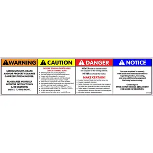 D-100 Warning, Caution, Danger, Notice (4-in-1)