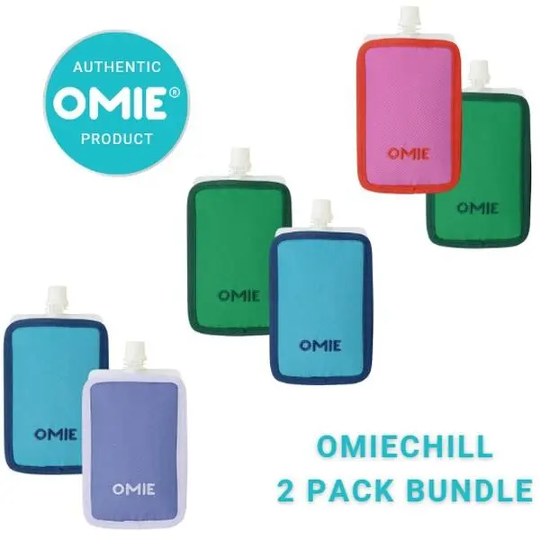 OmieLife 2-Count Nylon Food Pouch Cooler Sleeve - Thermal Insulated, Soft Sided, Fits Standard 4 oz Food Pouches, Portable Beverage Cooler, TTS, Insulated Cooler Sleeve