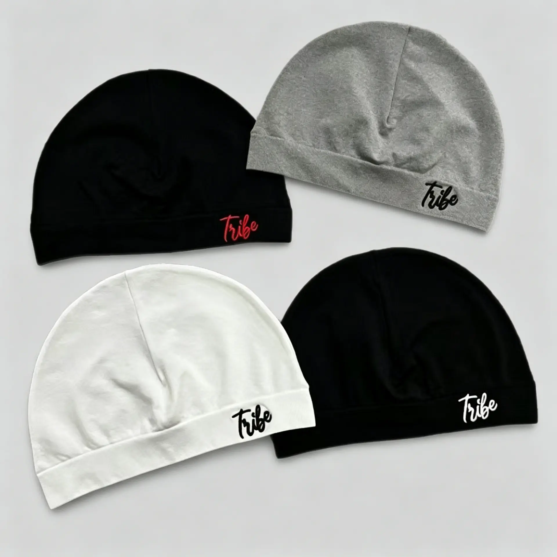 Soft Cotton Skull Cap with Letter Embroidery, Elastic Stretch Beanie Hat, Unisex Vintage Casual Daily Head Wrap Hat for Sports Sleeping Daily Wear