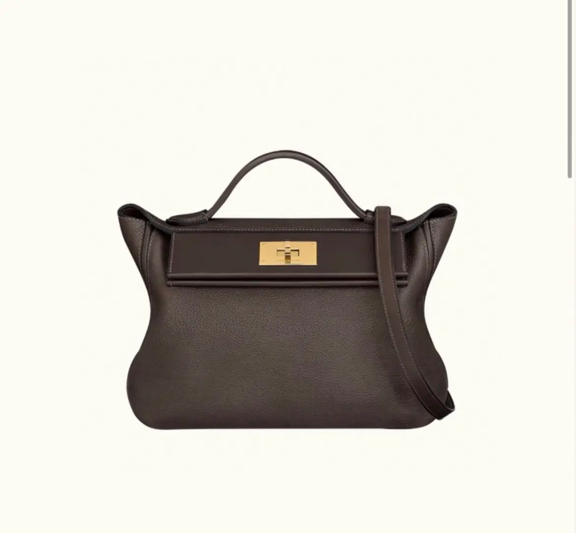 Pre-owned HERMÈS Mini 24/24 Togo Leather Crossbody Bag in Bois d'Ebene with Gold Hardware, G Stamp 2601760