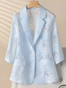 Elegant Women's Lace Patchwork Blazer Jacket, Trendy Blazer, Fashionable Cross-Border Ladies' Suit Outerwear, Stylish and Chic Design