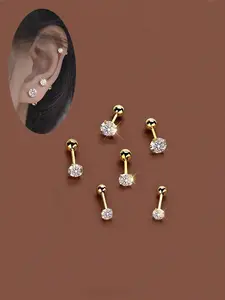Women's Bohemian Earrings Set, Artificial Zirconia Earrings, Artificial Zircon Jewelry, Stainless Steel Studs, Elegant Design for Daily Wear & Gifts