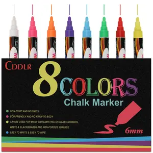 8 Pack Chalk Marker Pen & Dry Erase Markers with Reversible Bullet & Chisel Tip Fluorescent Markers Highlighters for LED Menu Board Bistro Boards Art Glass Window Blackboard Whiteboard