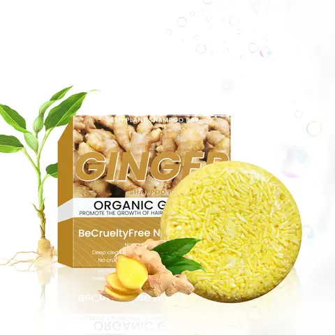 Organic Ginger Volumizing Hair Cleanser Soap - Alcohol-Free, Cruelty-Free Solid Shampoo for Oily Scalp Adults, Anti-Dandruff, Removes Buildup, Adds Body, Refreshes, Naturally Conditions Tresses, Supports Hair Growth