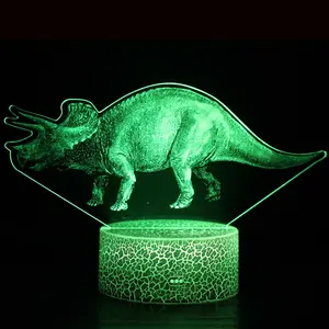 Acrylic carved 3D desk lamp, small night light, dinosaur shaped light, remote control LED visual stereoscopic night light a4