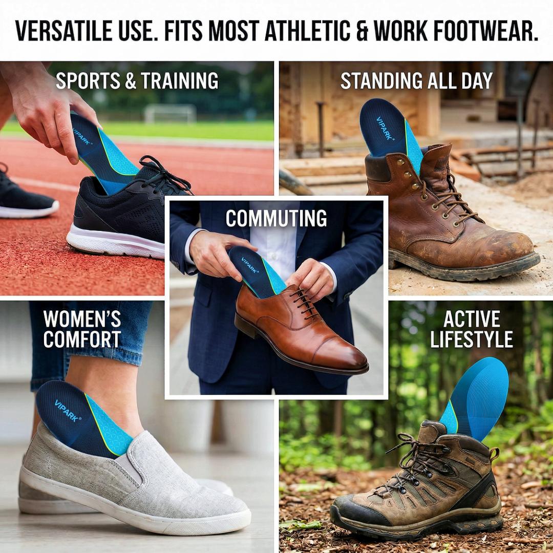 VIPARK Professional Arch Support Insoles - Instant Foot Pain & Plantar Fasciitis Relief, Clinical Grade Inserts for All-Day Comfort