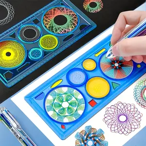 DIY Drawing Ruler Kit, Plastic Measuring Tool for Artists, Art Materials and Office Supplies, Visual Learning Tools, Essential Crafting Accessory with Markers and Stencils, Classroom Decoration