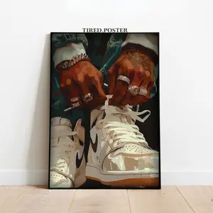 Sneakerhead Art Print, Black Man Wall Art, Product without frame
