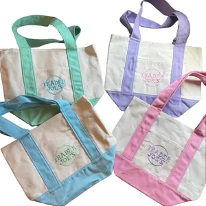 Trader Joe’s Mini Pastel Tote Bag for Groceries – Cute Pastel Mint & Pink Reusable Grocery Tote, Spacious & Durable, Perfect for Back to School & Food StorageLimited Edition Halloween and Christmas Colors