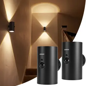 Motion Sensor Light Indoor with Remote, 4000mAh Rechargeable RGB Ambient LED Wall Lamp, Magnetic Stick-On Night Light for Hallway, Stairs, Bedroom and Living Room(2 Pack)