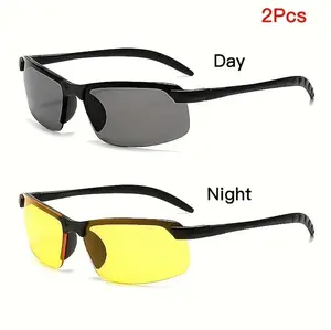 2PCS-Labor insurance glasses Outdoor riding frame glasses Multifunctional day and night night night vision goggles