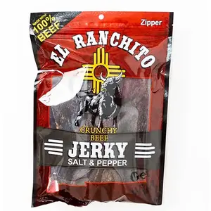 NEW! SALT & PEPPER El Ranchito Crunchy Beef Jerky - Full Flavor Dried Beef Serving 2oz or 6oz, Crunchy Texture, Ideal for Snacks and More - Meat