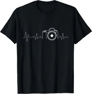 100% Cotton Photographer T-Shirt Gift Idea HeartBeat Photography Camera T-Shirt