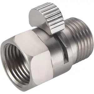 Brushed Nickel Water Flow Control Valve, G 1/2" Shower Head Flow Control Brass Shut Off Valve for Handheld, Water Pressure Regulator Replacement for Shower System