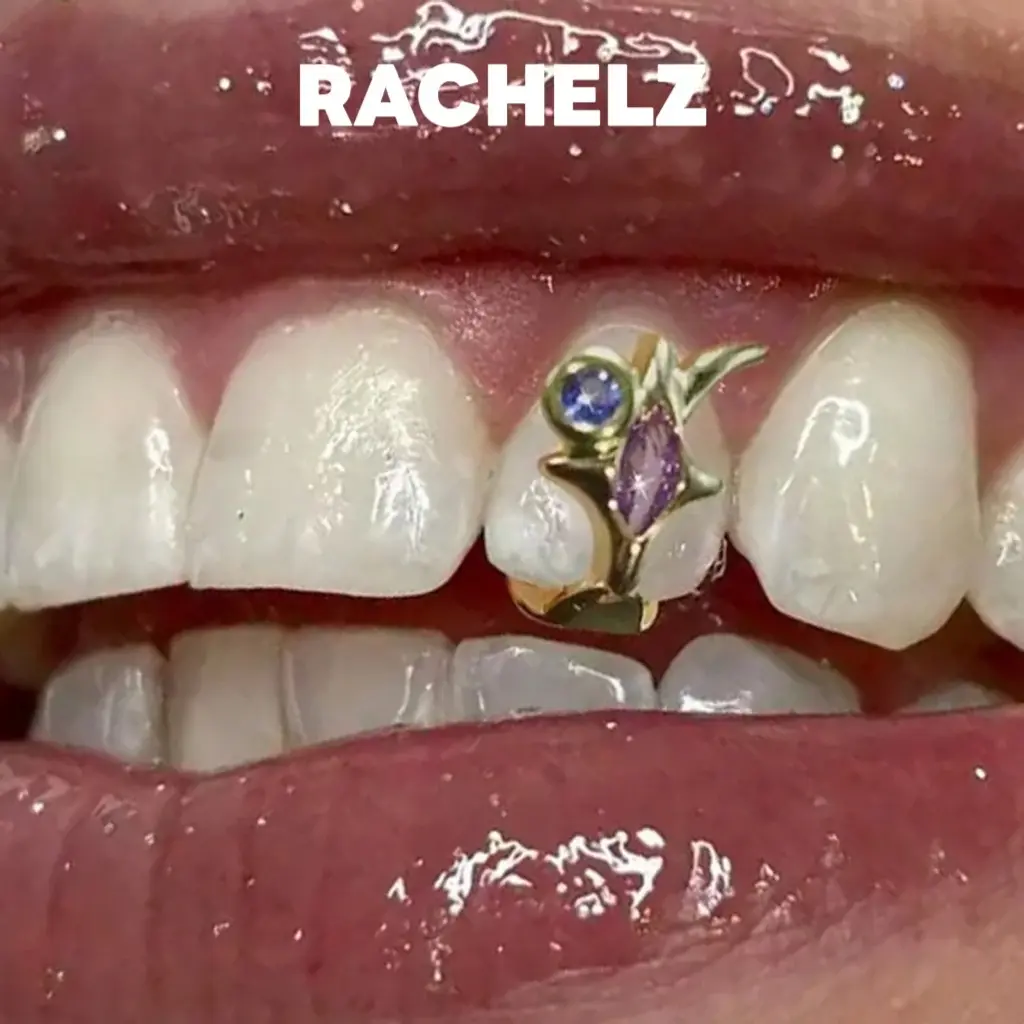 Hip Hop Purple Zircon Star Teeth Grillz Y2K Vintage Single Blue CZ Stone Tooth Caps For Women Men Jewelry Dental Grills
