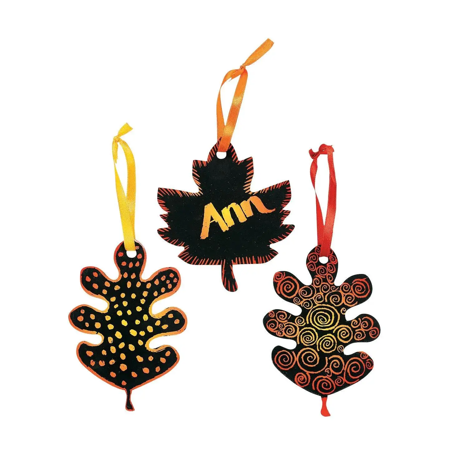 4" Plastic Colorful Leaf Magic Scratch Paper Hanging Ornaments - 24 Pcs, Lightweight Multicolor Halloween Festive Decor, Ideal Home Supplies Gift
